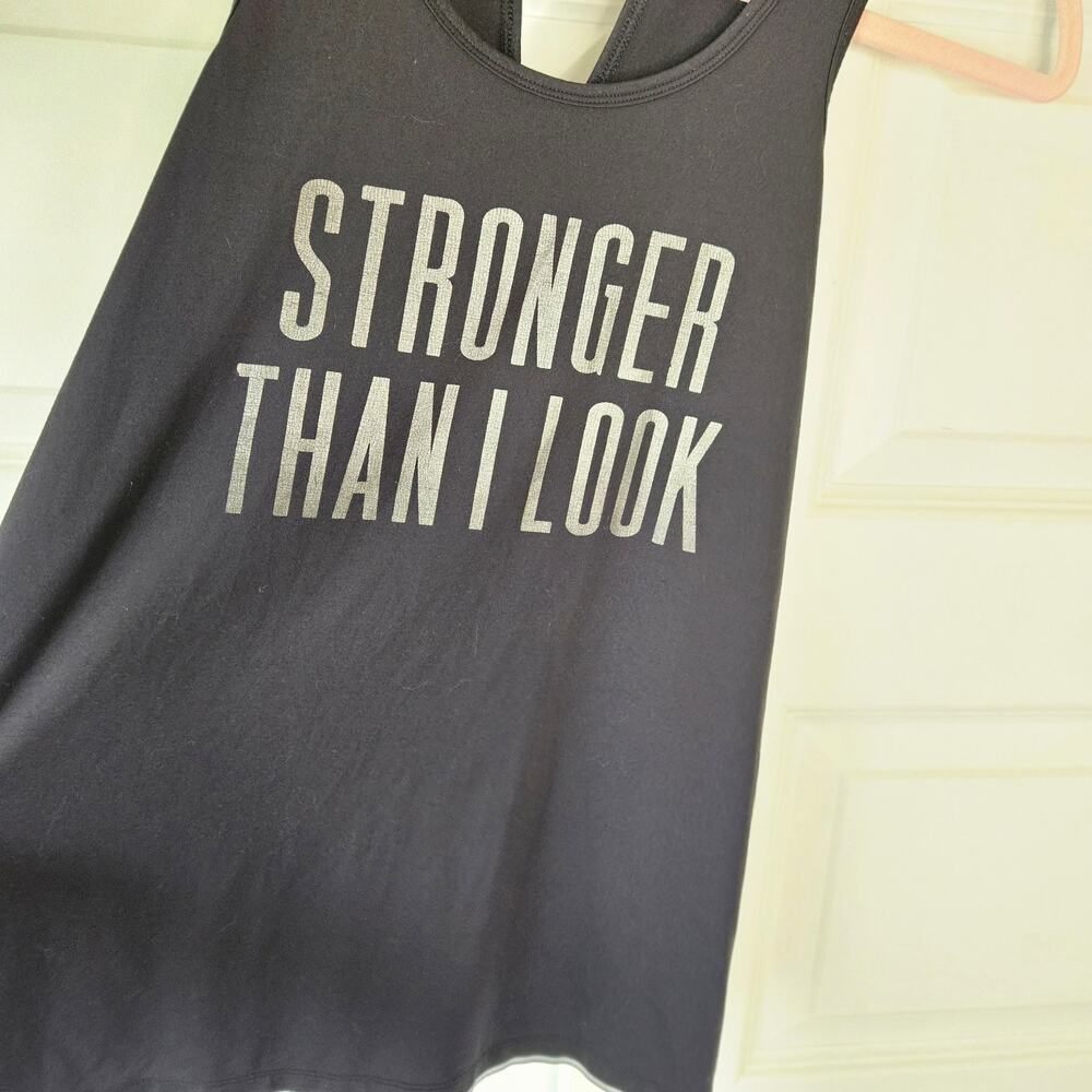 C9 Champion Black "Stronger Than I Look" Racerback Graphic Workout Tank Top - XS
